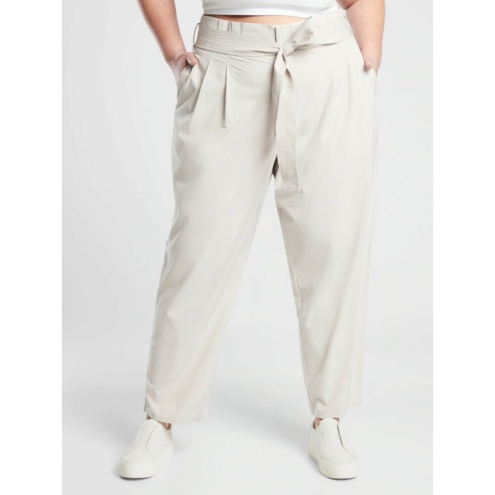 Athleta Women's Skyline Pant II Abalone Gray Belted Tie Waist Plus Size 20 New